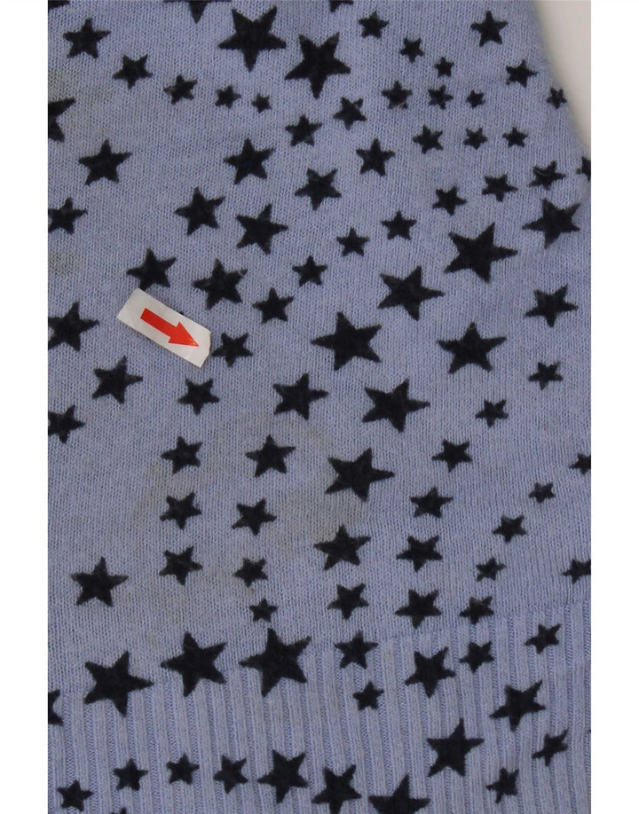 Suéter feminino Marks & Spencer com estampa abstrata e decote em V Reino Unido 18 XL azul