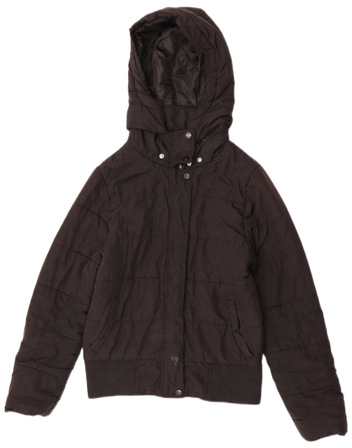 Jaqueta corta-vento feminina Fila com capuz UK 12 poliéster preto médio