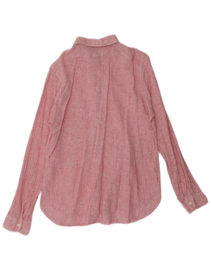 Blusa feminina pulôver DACK'S Reino Unido 16 grande linho rosa risca de giz
