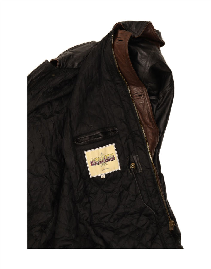 Jaqueta de couro masculina VINTAGE IT 50 grande preta