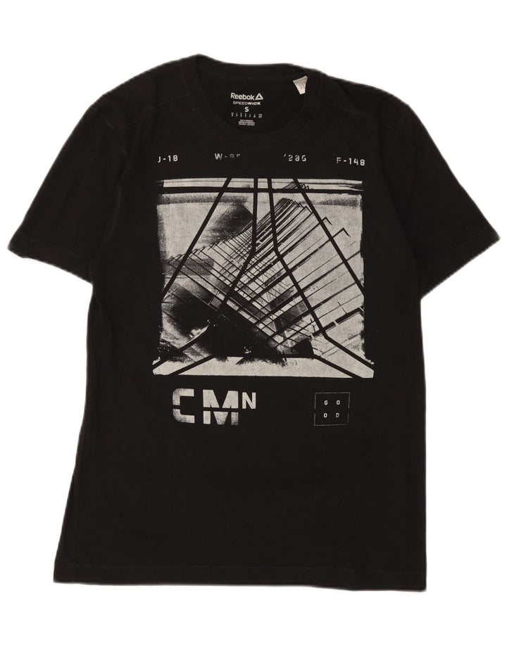 Reebok Mens Graphic T-Shirt Top Pequeno Preto