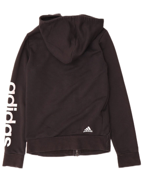 Suéter Adidas feminino com capuz e zíper gráfico UK 4/6 XS algodão preto