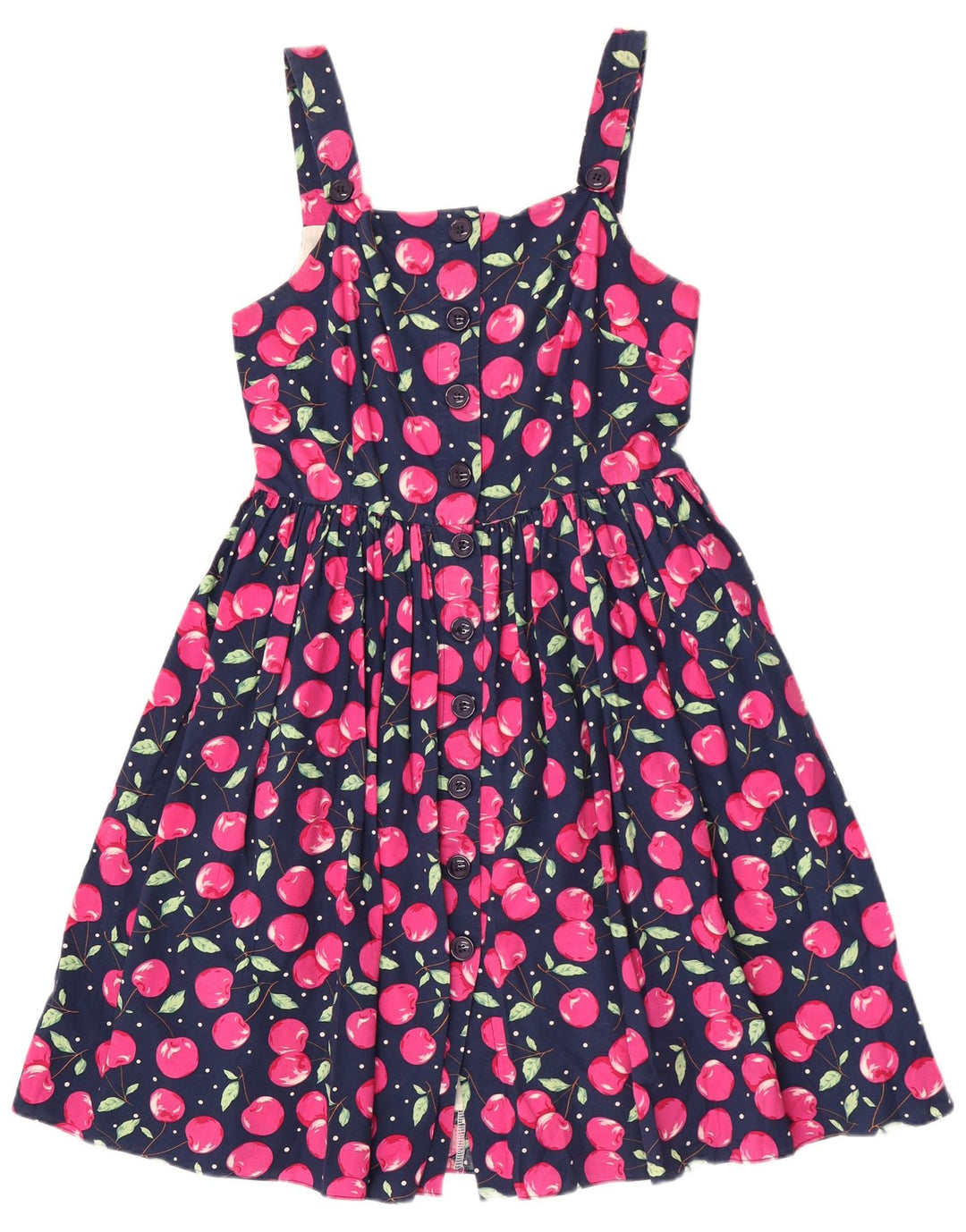Vestido de verão feminino vintage com padrão abstrato Reino Unido 12 algodão azul marinho médio