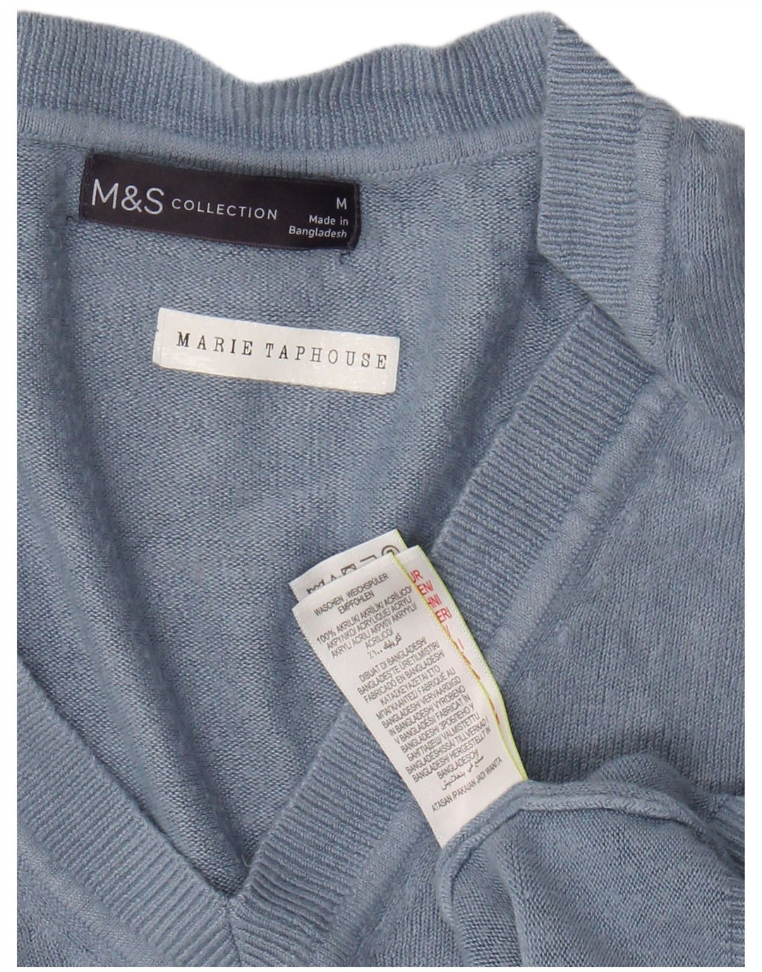 MARKS & SPENCER Suéter feminino curto com decote em V Reino Unido 14 azul médio
