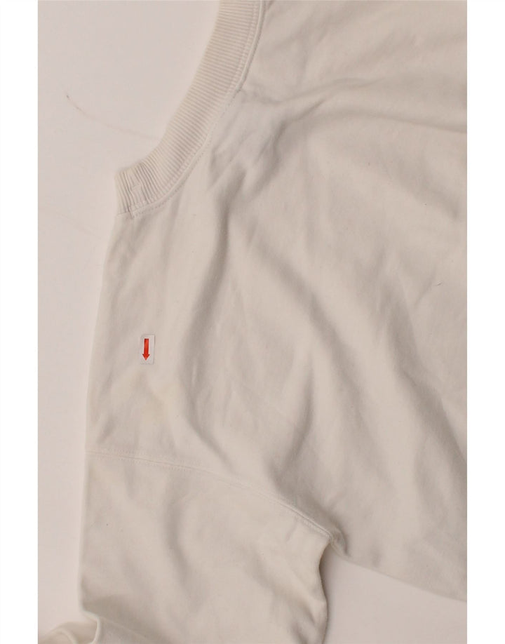 CHAMPION Womens Oversized Graphic Crop Sweatshirt Jumper UK 6 XS White Vintage Champion and Second-Hand Champion from Messina Hembry 