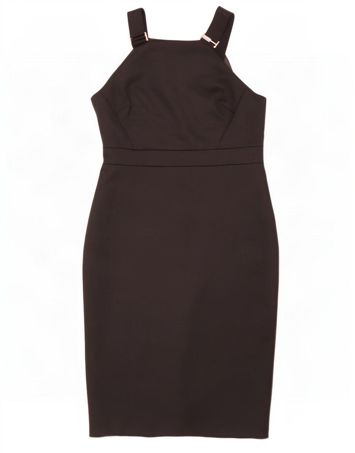 Vestido bodycon feminino sem mangas Ted Baker tamanho 5 XL poliéster preto