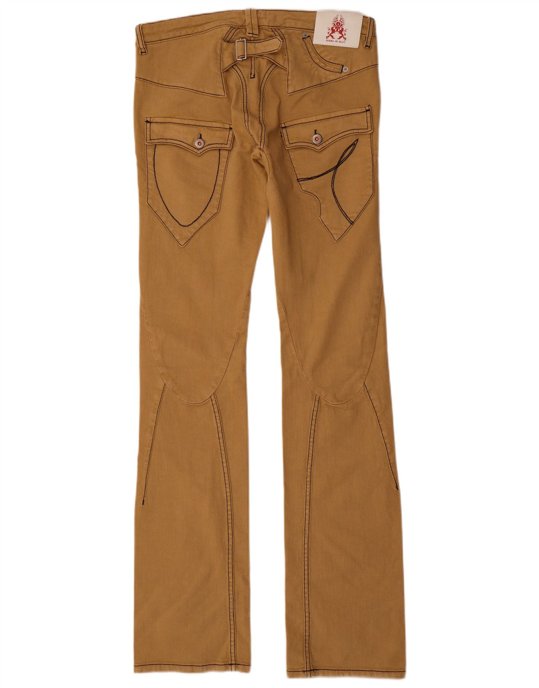 Calça feminina cintura baixa Against My Killer IT 46 grande W32 L36 bege