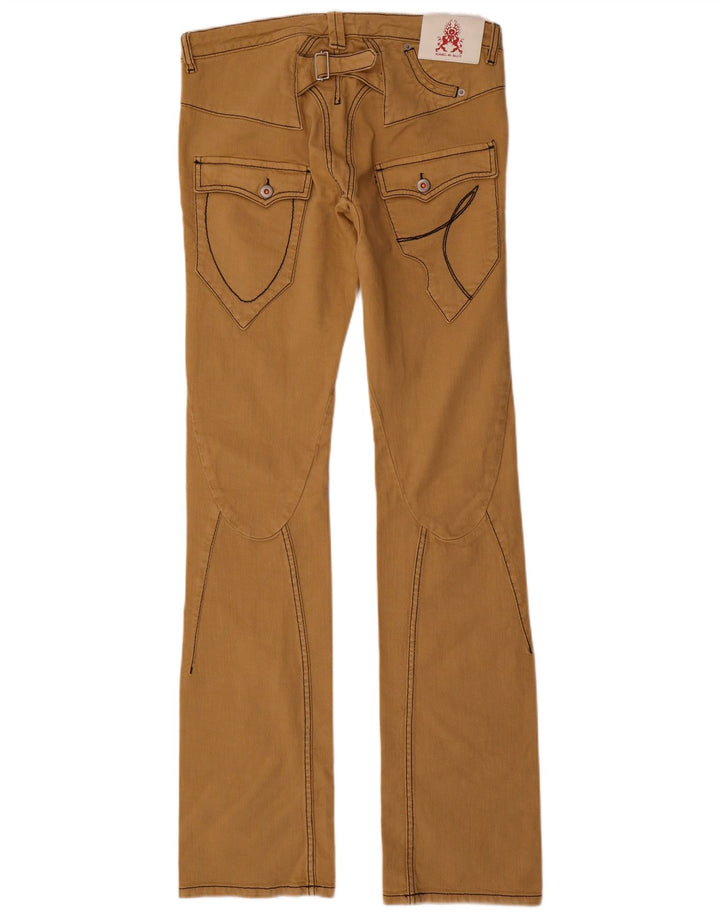 Calça feminina cintura baixa Against My Killer IT 46 grande W32 L36 bege