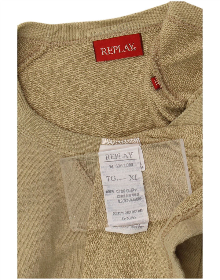 Moletom masculino REPLAY Jumper XL cáqui colorblock algodão
