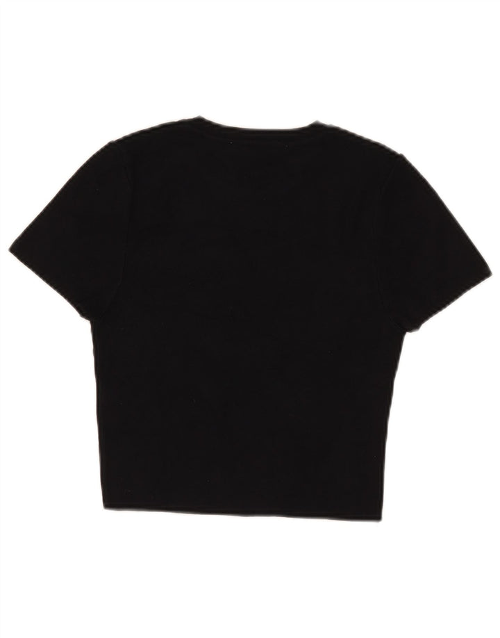 Zara Camiseta Feminina Crop Top UK 12 Médio Preto Viscose