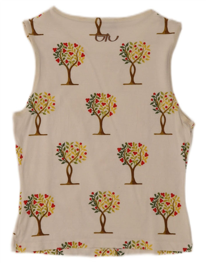 Top colete feminino Byblos com estampa gráfica UK 12 médio branco floral