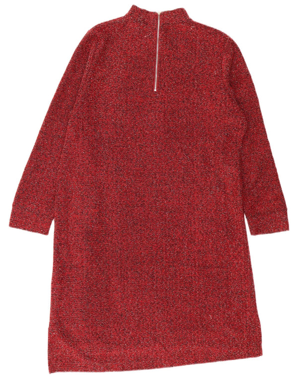 Vestido jumper feminino de manga comprida PACO BOUTIQUE UK 14 grande vermelho manchado