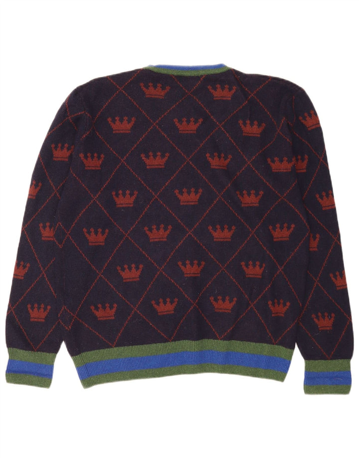 Suéter masculino La Martina com estampa abstrata e gola redonda, azul marinho médio