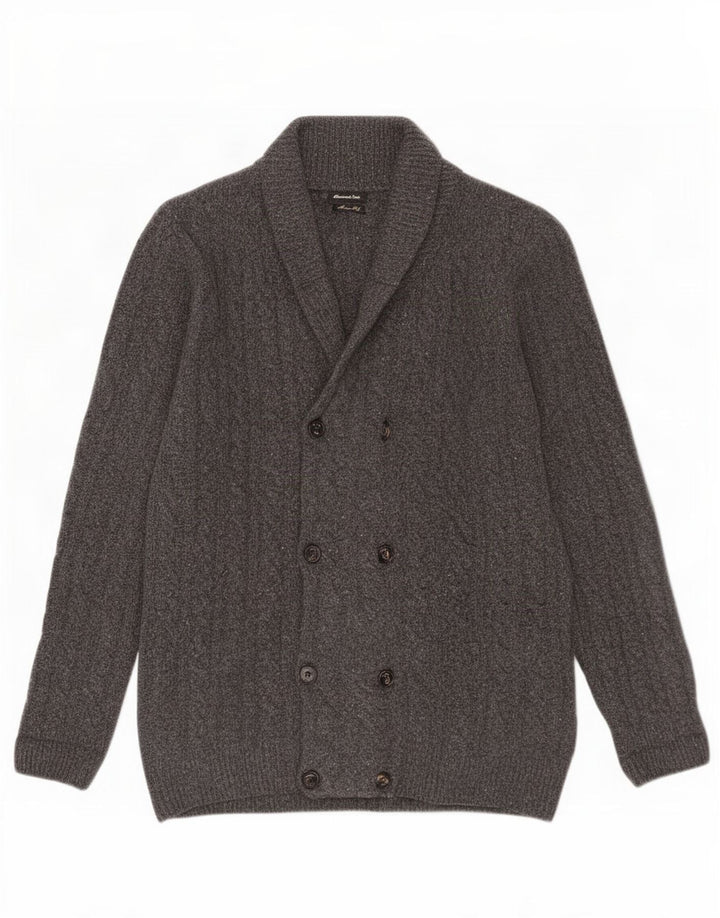Suéter cardigã masculino Massimo Dutti grande lã cinza