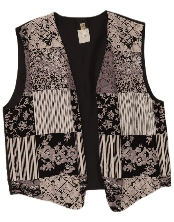 Colete feminino vintage UK 18 XL patchwork multicolorido poliéster
