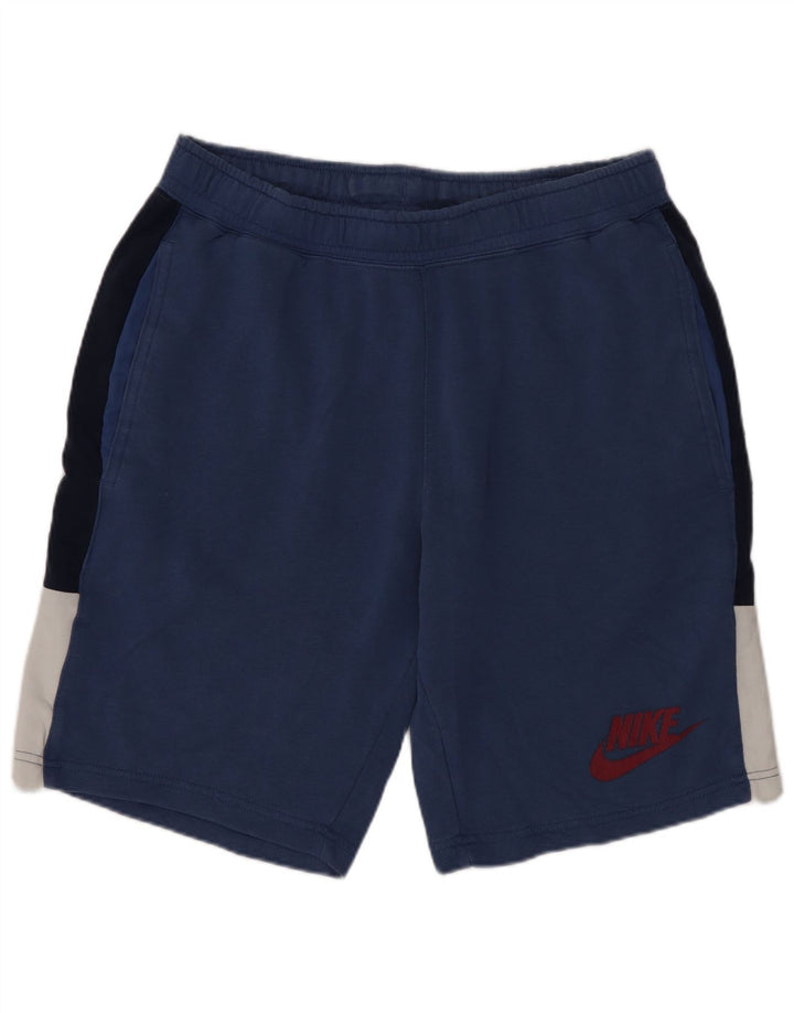 Shorts esportivos masculinos Nike médio azul colorblock algodão