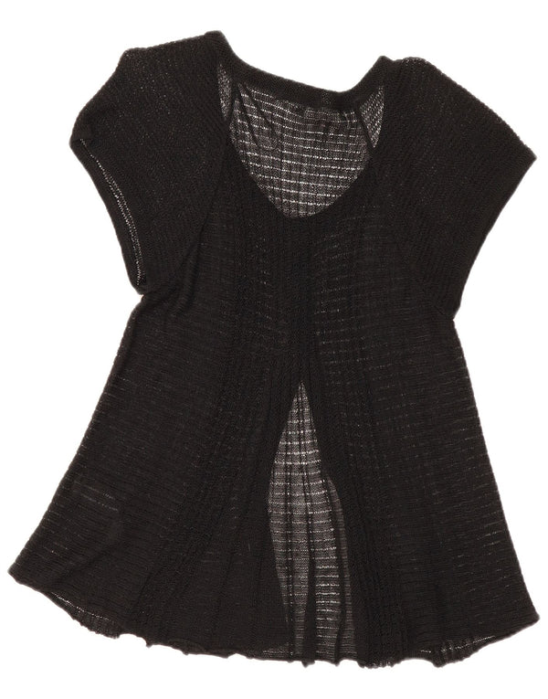 Cardigã feminino de manga curta Marks & Spencer UK 14 linho preto médio