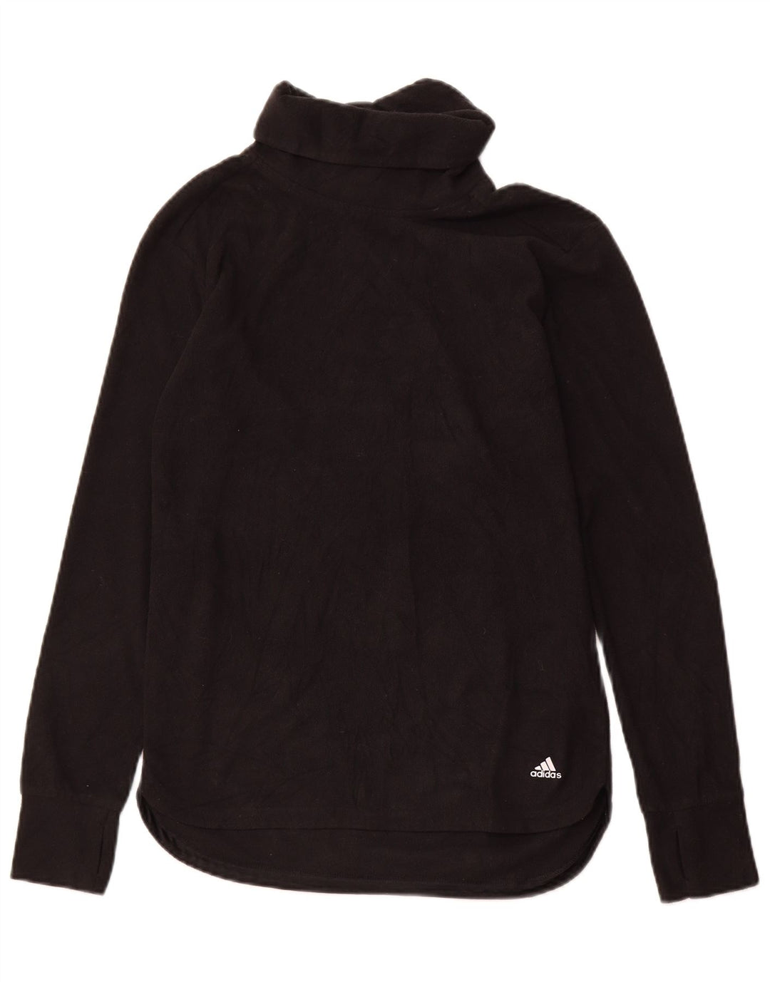 Jumper de lã com gola redonda Adidas feminino UK 10 pequeno poliéster preto