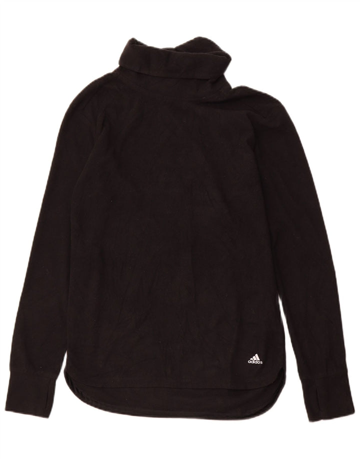 Jumper de lã com gola redonda Adidas feminino UK 10 pequeno poliéster preto