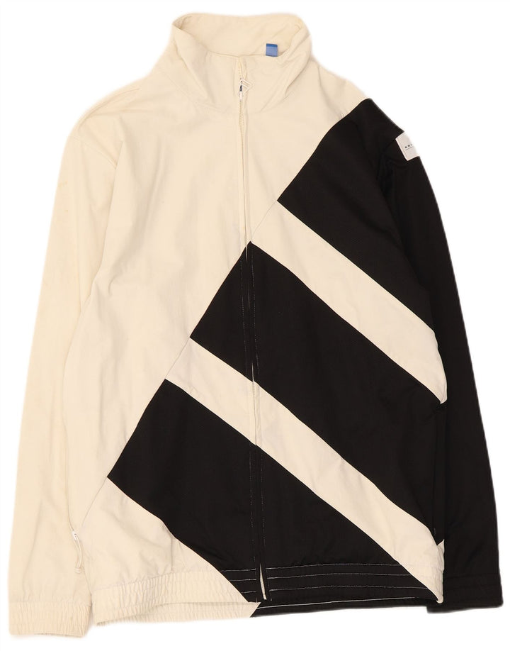 Adidas Mens Graphic Tracksuit Top Jaqueta Médio Branco Colourblock Poliamida