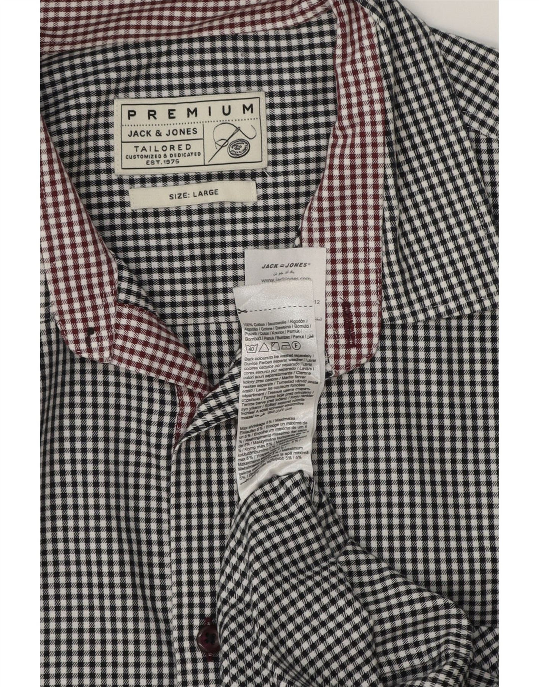 Camisa masculina Jack & Jones grande algodão guingão branco