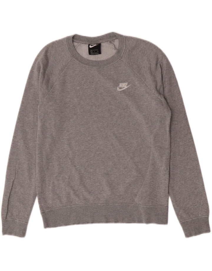 Moletom feminino oversized Nike UK 10 pequeno algodão manchado cinza