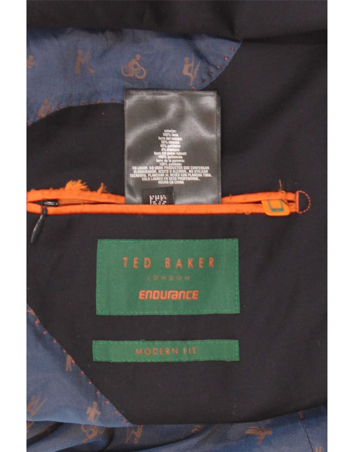 Jaqueta blazer masculina Ted Baker com ajuste moderno de 2 botões, tamanho 42 XL, azul marinho, lã