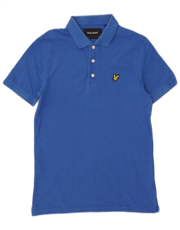 Camisa polo masculina Lyle & Scott pequena azul algodão