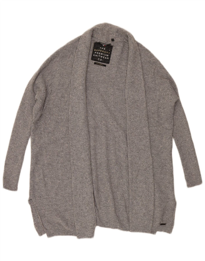 Suéter cardigã aberto superdimensionado feminino Superdry Reino Unido 2 2XS cinza manchado