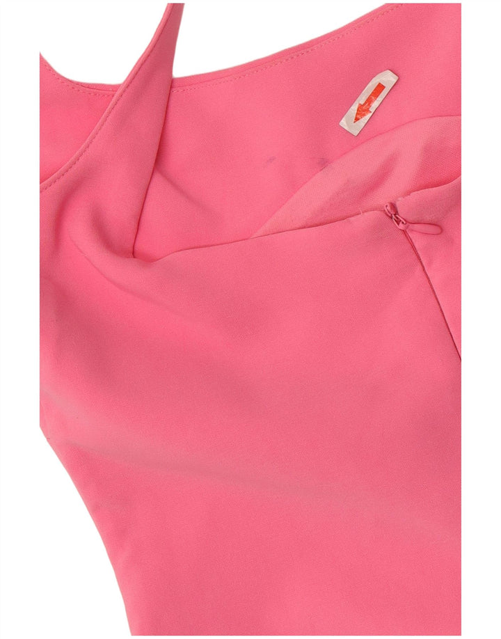 Vestido bodycon feminino sem mangas Zara UK 12 poliéster rosa médio