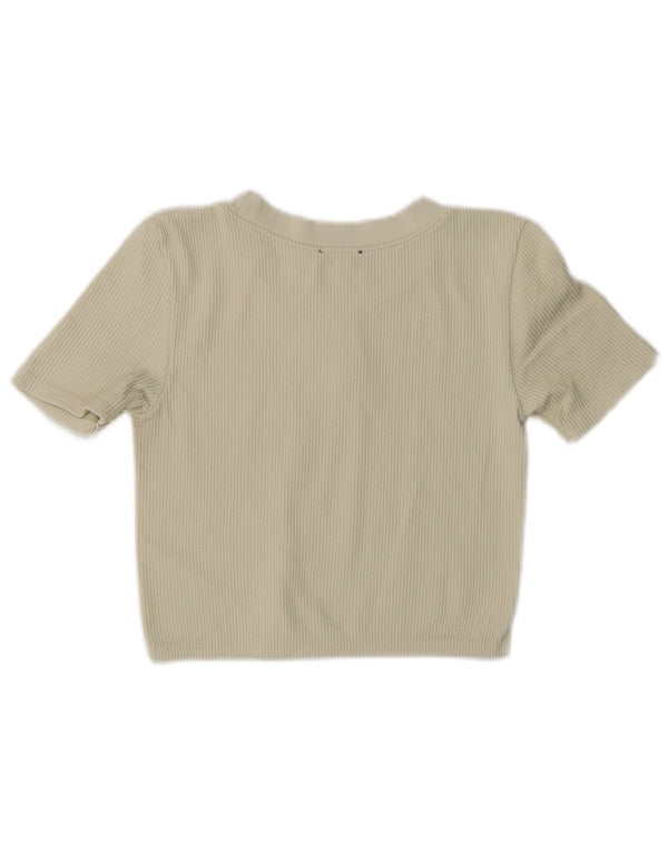 Camiseta feminina Zara Crop Top UK 12 Médio Off White Nylon