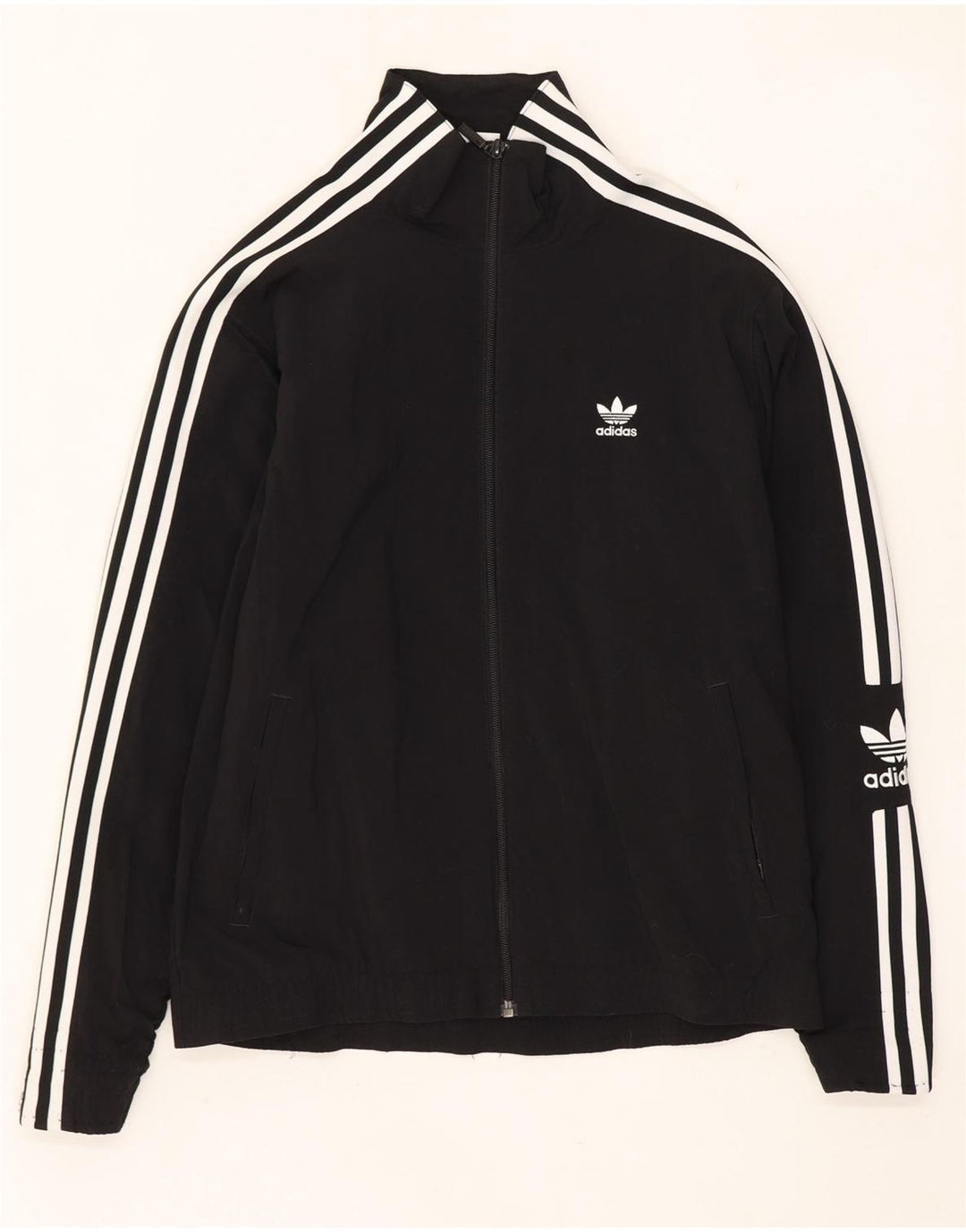 Adidas Womens Graphic Oversized Tracksuit Top Jacket UK 8 Pequeno Preto