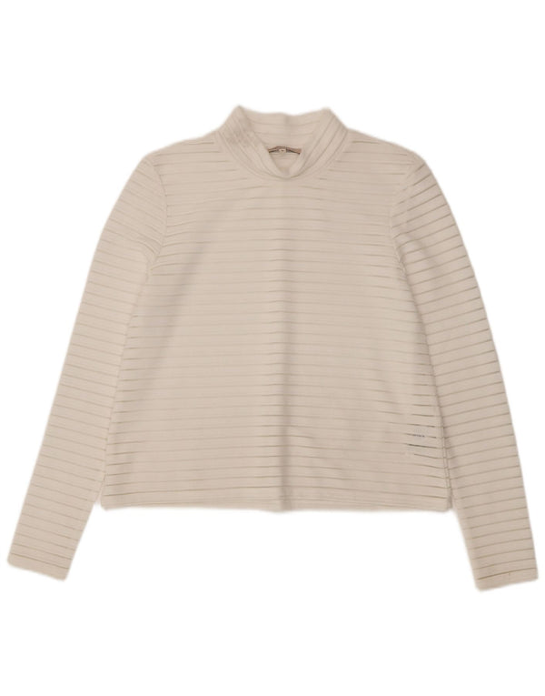 Top feminino Marks & Spencer manga comprida Reino Unido 10 listras brancas pequenas