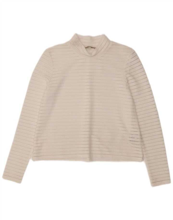 Top feminino Marks & Spencer manga comprida Reino Unido 10 listras brancas pequenas