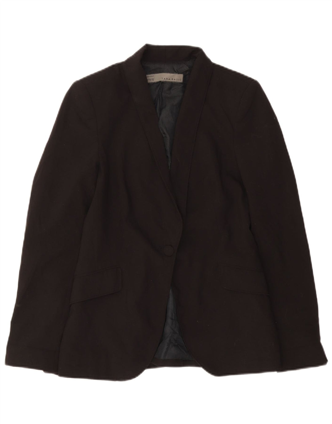 Jaqueta blazer feminina Zara com 1 botão Reino Unido 10 pequeno poliéster preto