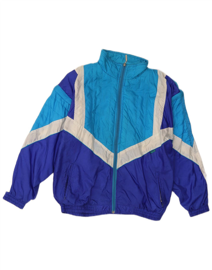 Jaqueta vintage masculina de agasalho pequeno azul colorido