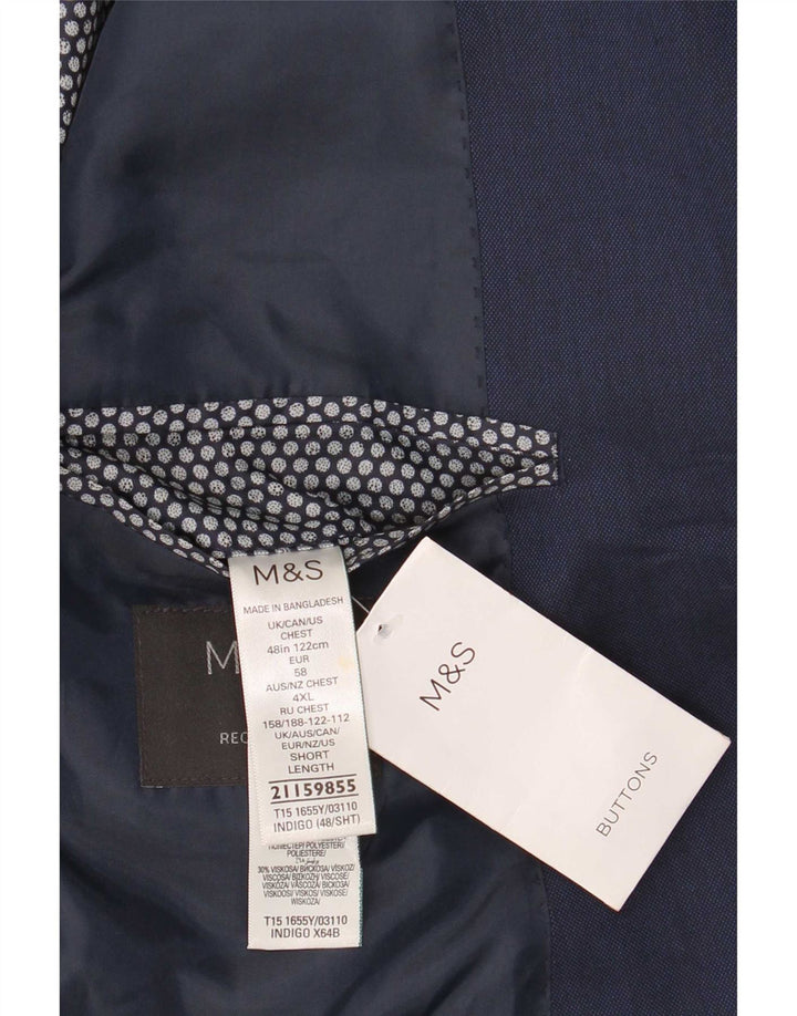 Jaqueta blazer masculina de ajuste regular de 2 botões Marks & Spencer Reino Unido 48 2XL azul marinho