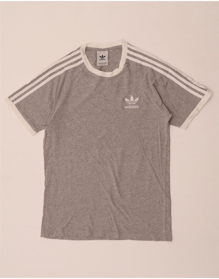Camiseta masculina Adidas pequena cinza manchada