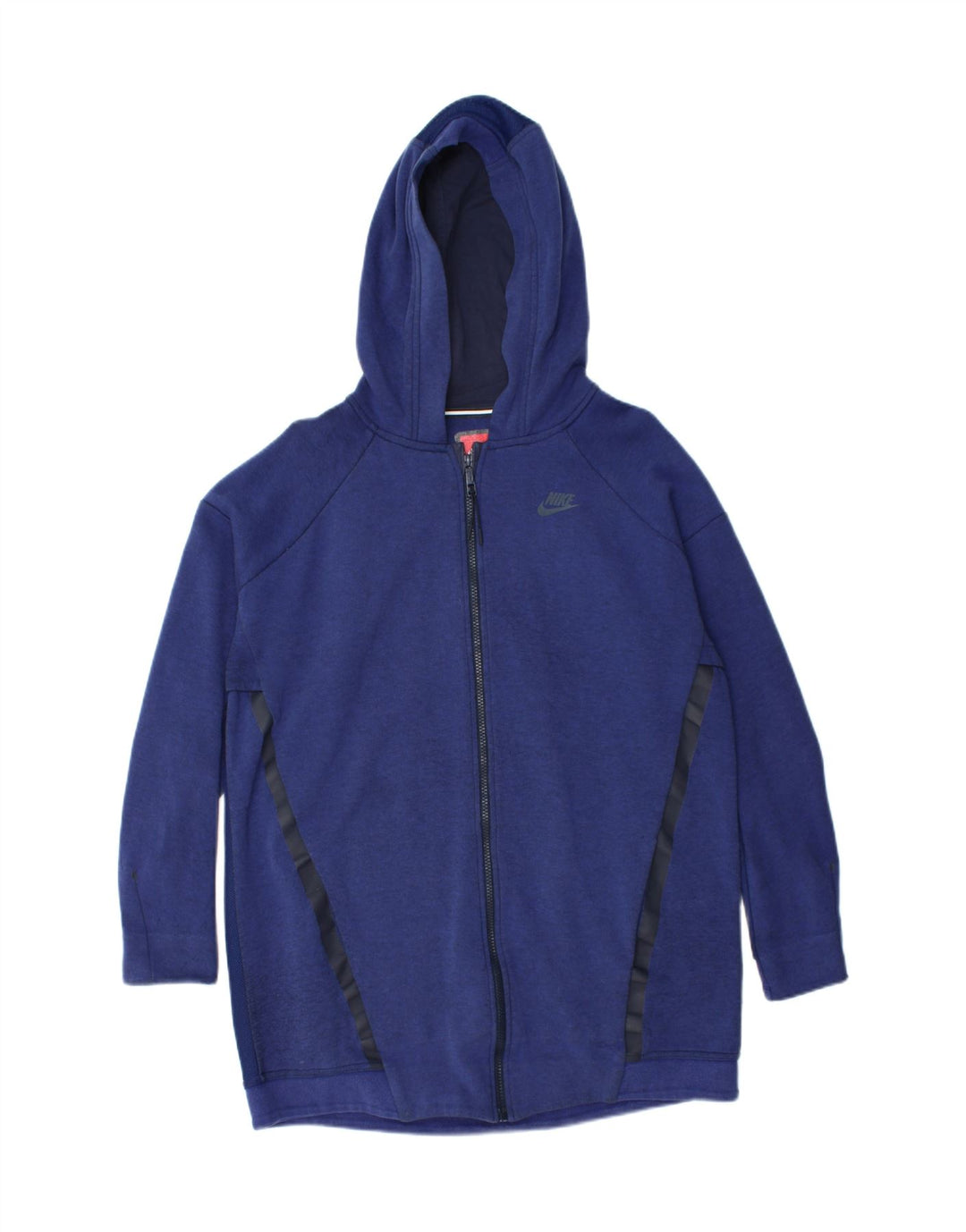 Suéter masculino NIKE com capuz e zíper azul médio algodão colorblock
