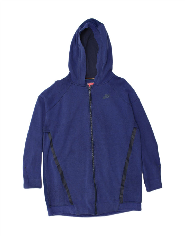 Suéter masculino NIKE com capuz e zíper azul médio algodão colorblock