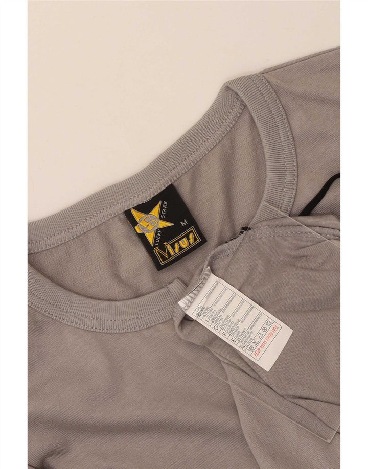 Camiseta masculina vintage de poliéster cinza médio