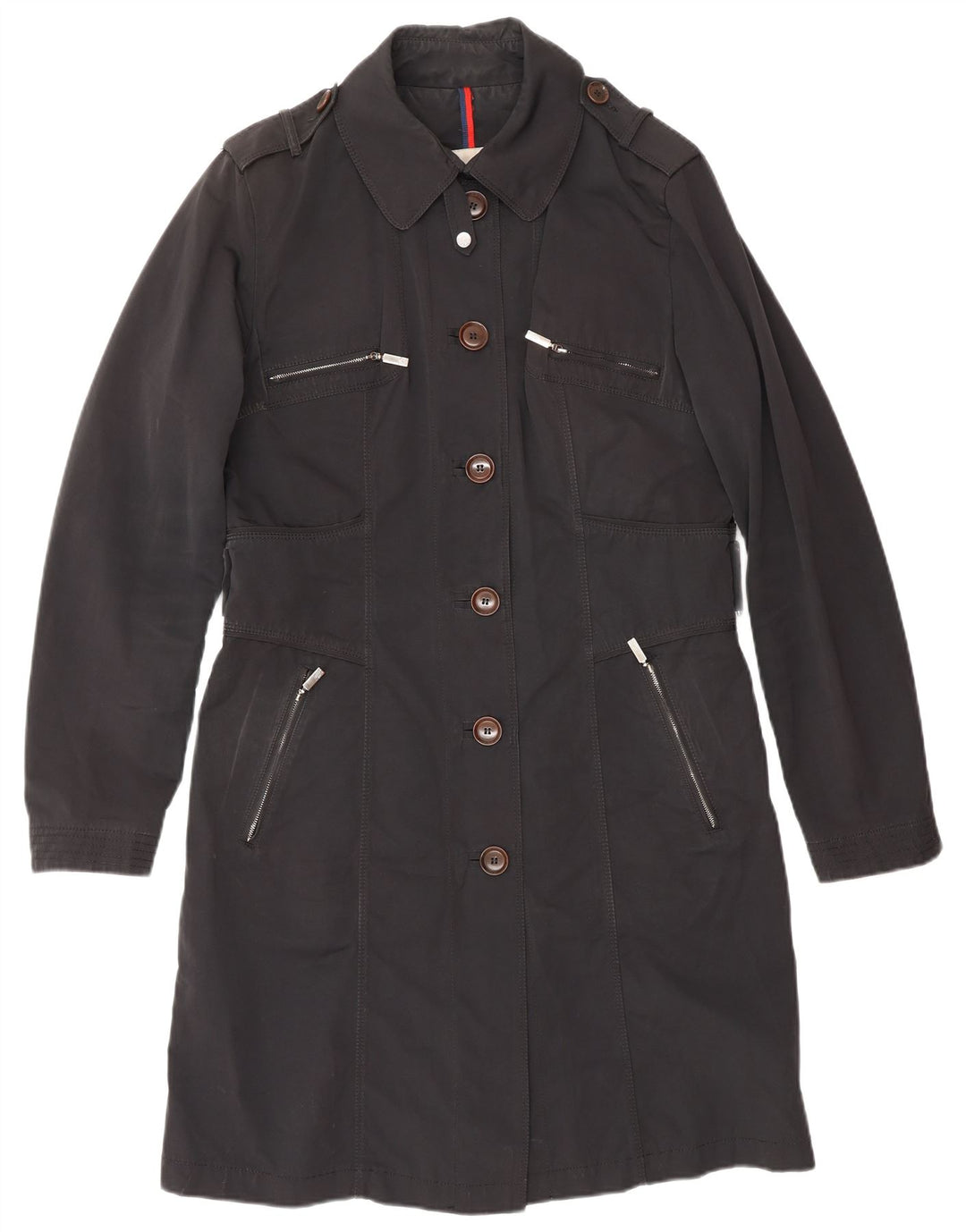 Sobretudo feminino MONCLER tamanho 4 XL preto poliéster clássico