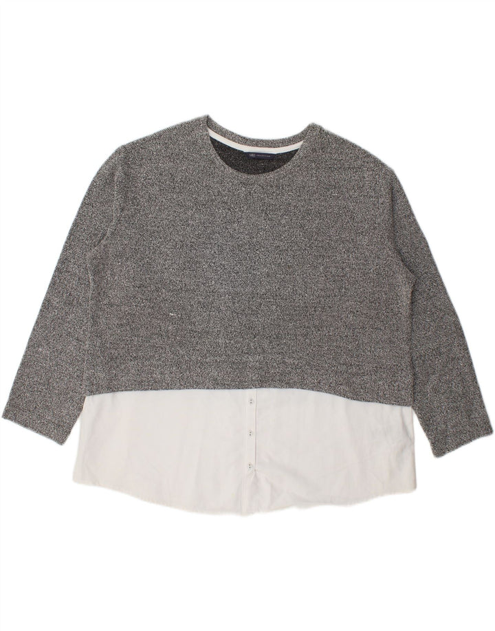 Blusa feminina Marks & Spencer UK 20 2XL poliéster manchado cinza