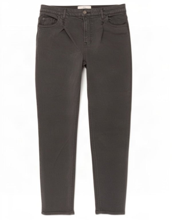 Calça casual feminina Fat Face cintura alta cônica UK 8 pequena W27 L27 cinza
