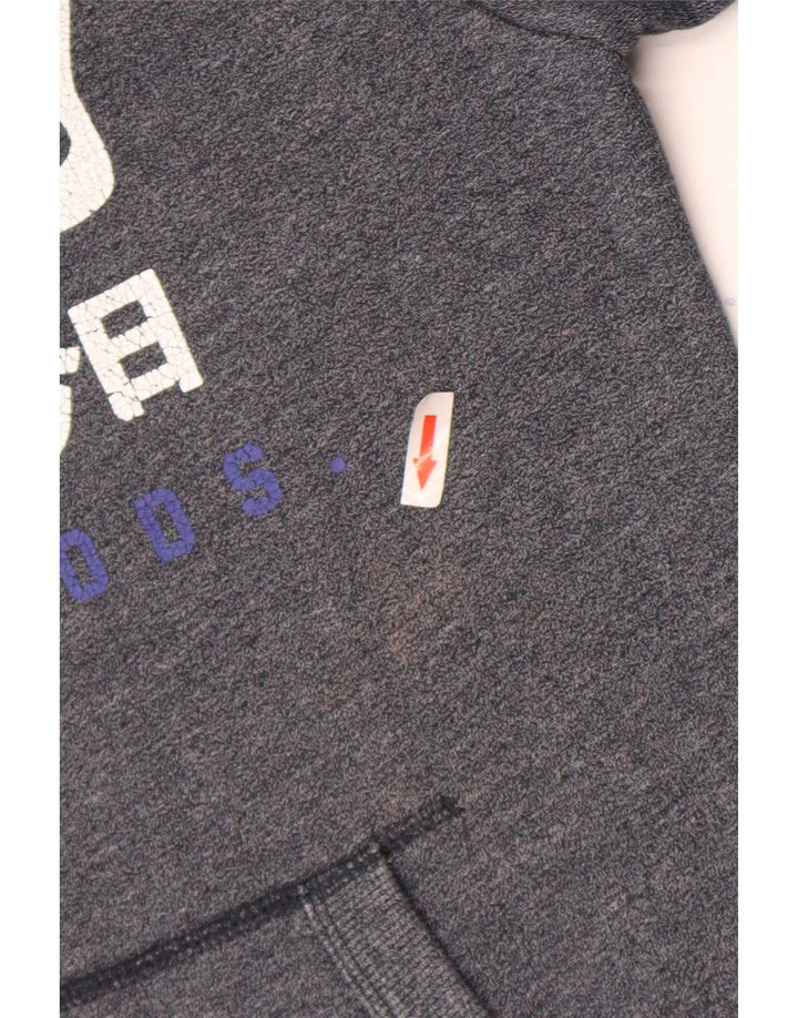 Suéter com capuz gráfico masculino Superdry pequeno algodão cinza