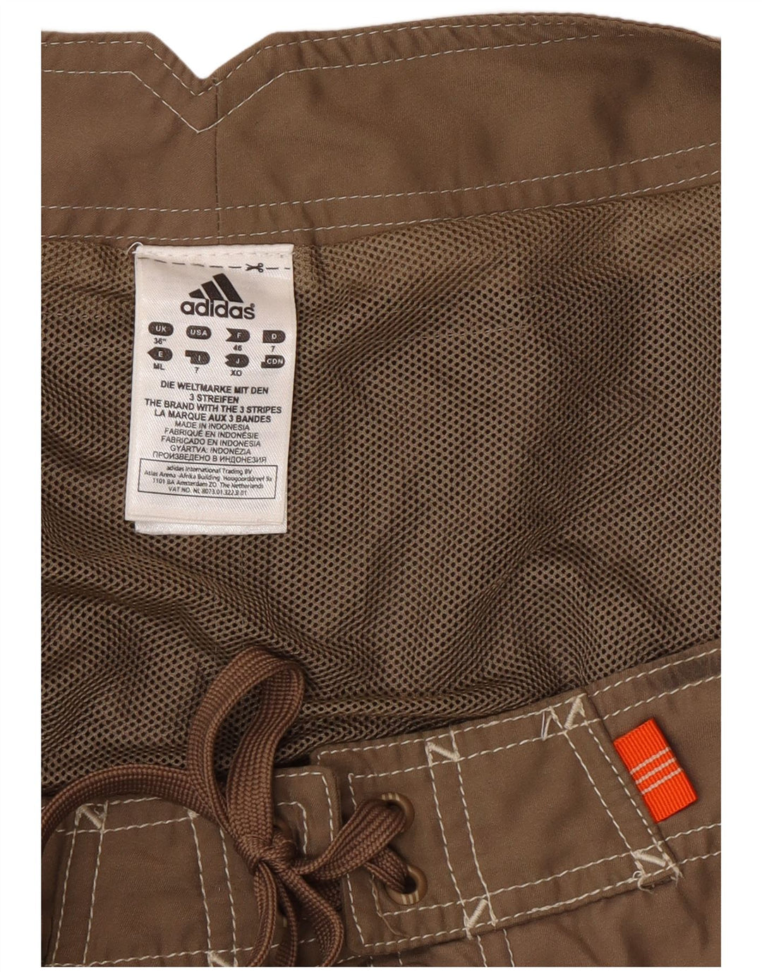 Shorts de natação masculinos Adidas Graphic grande poliéster colorblock marrom