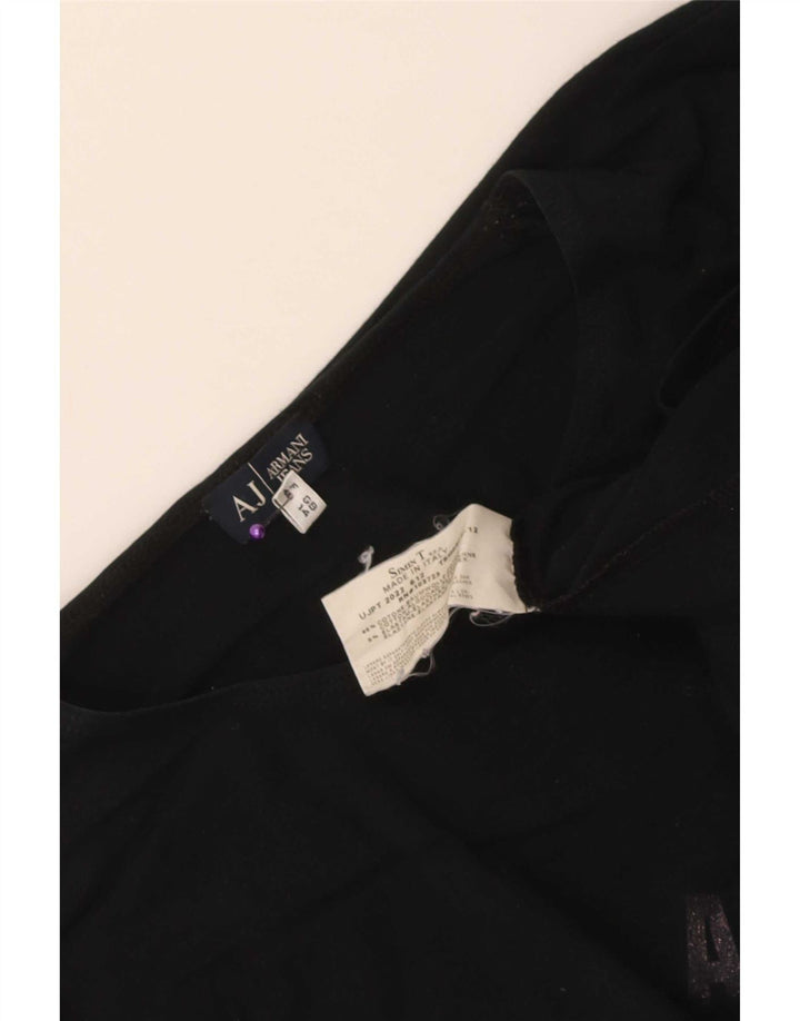 Top gráfico feminino Armani Jeans manga comprida Reino Unido 14 algodão preto médio