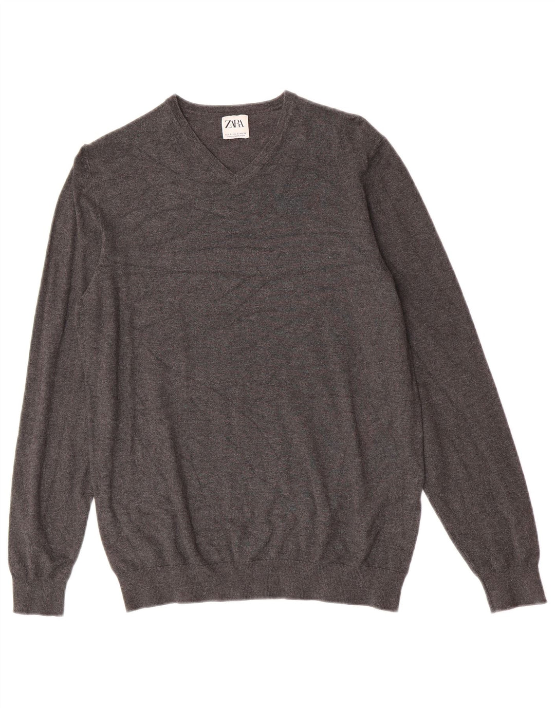Zara Suéter masculino com decote em V pequeno viscose cinza