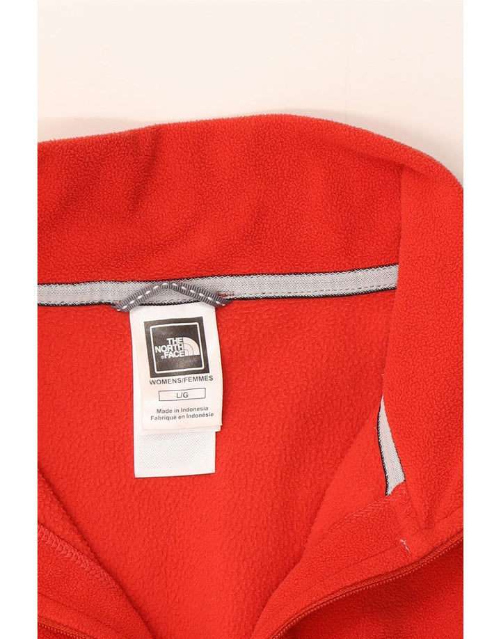Suéter de lã feminino The North Face com zíper e gola UK 16 grande poliéster vermelho
