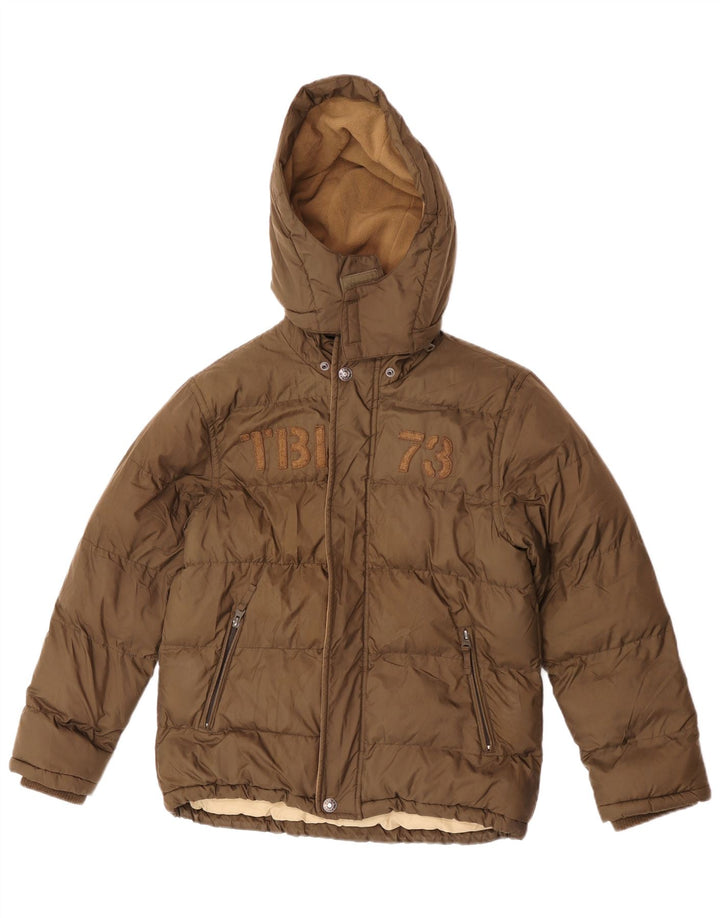 Casaco Timberland Boys com capuz gráfico acolchoado 11-12 anos castanho poliéster